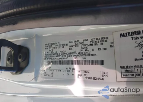 2013 Ford E-250 Commercial из США, поврежденный, VIN 1FTNE2EWXDDB08057